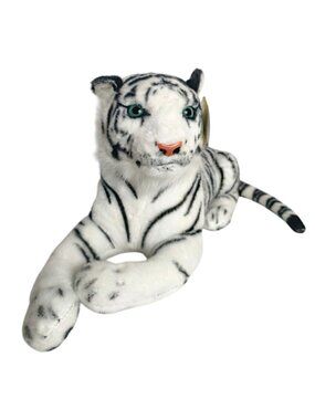 Tiger Tale Toys White Tiger 20" Plush Realistic Stripes Green Eyes Lifelike NEW